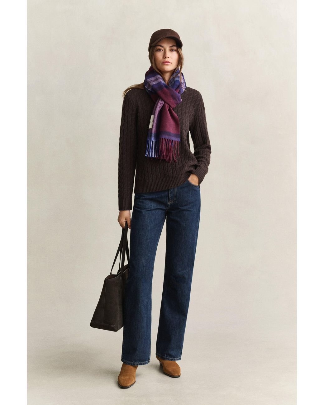 Gant Blue Cashmere Cable Knit Sweater Deep
