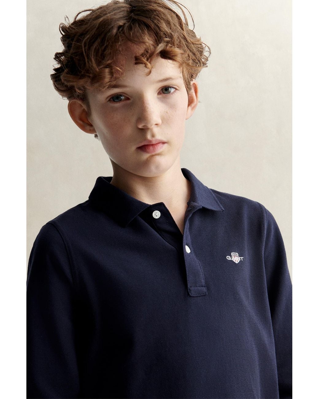 Gant Blue Teens Teen Boys Shield Long Sleeve Polo Shirt Evening for men