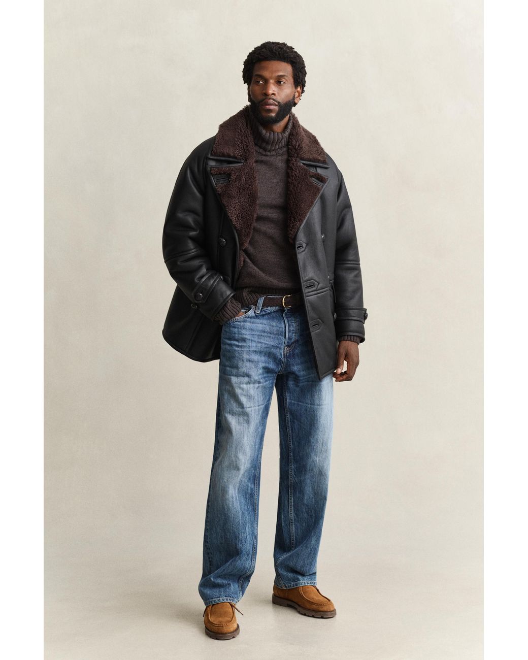 Gant Blue Wool Mouliné Blend Turtleneck Sweater Evening for men