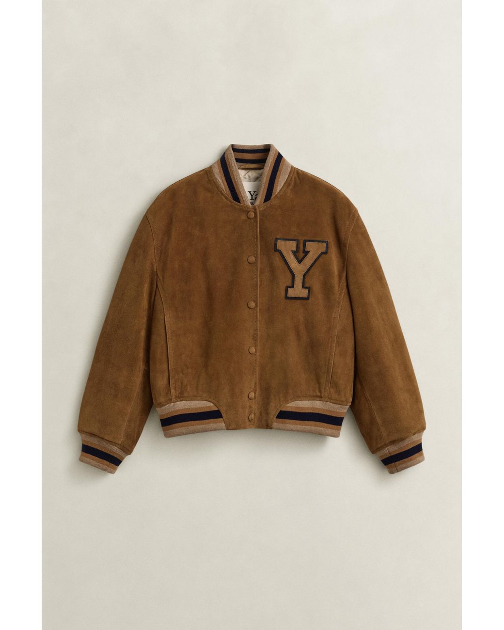 Gant Blue X Yale Suede Varsity Jacket Roasted Walnut
