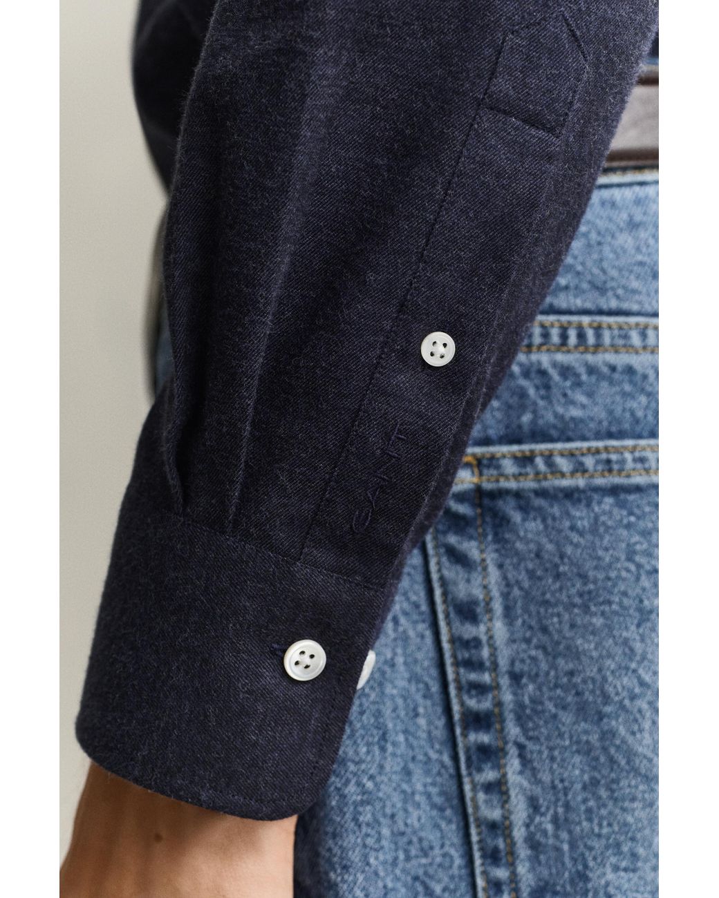 Gant Blue Flannel Mélange Shirt Dark Melange for men