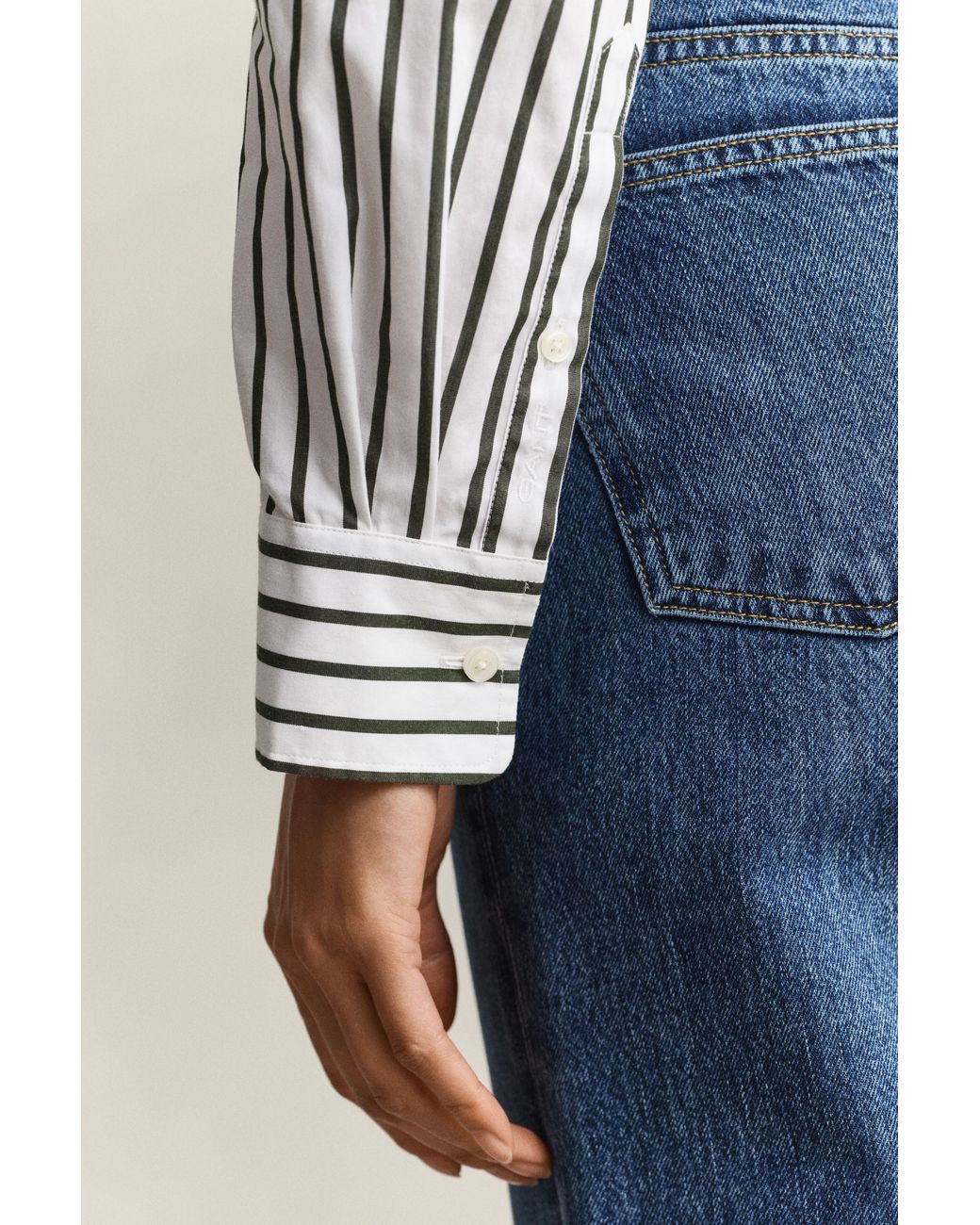 Gant Blue Relaxed Fit Striped Classic Poplin Shirt
