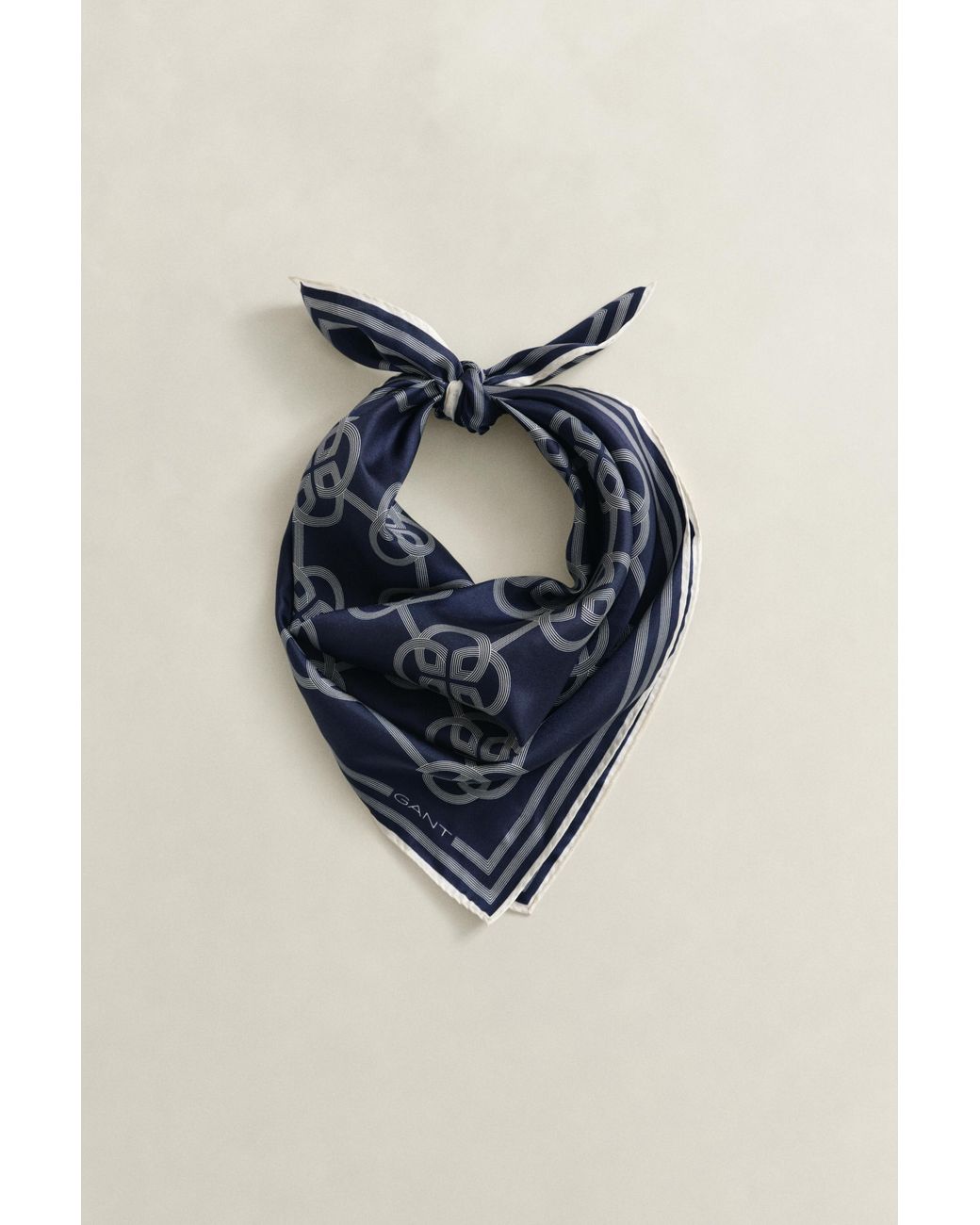Gant Blue Monogram Print Silk Scarf Evening