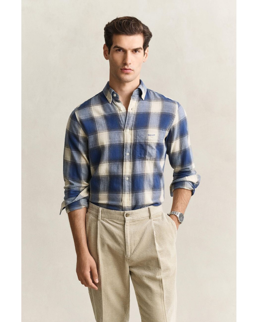 Gant Blue Checked Windblown Flannel Shirt for men