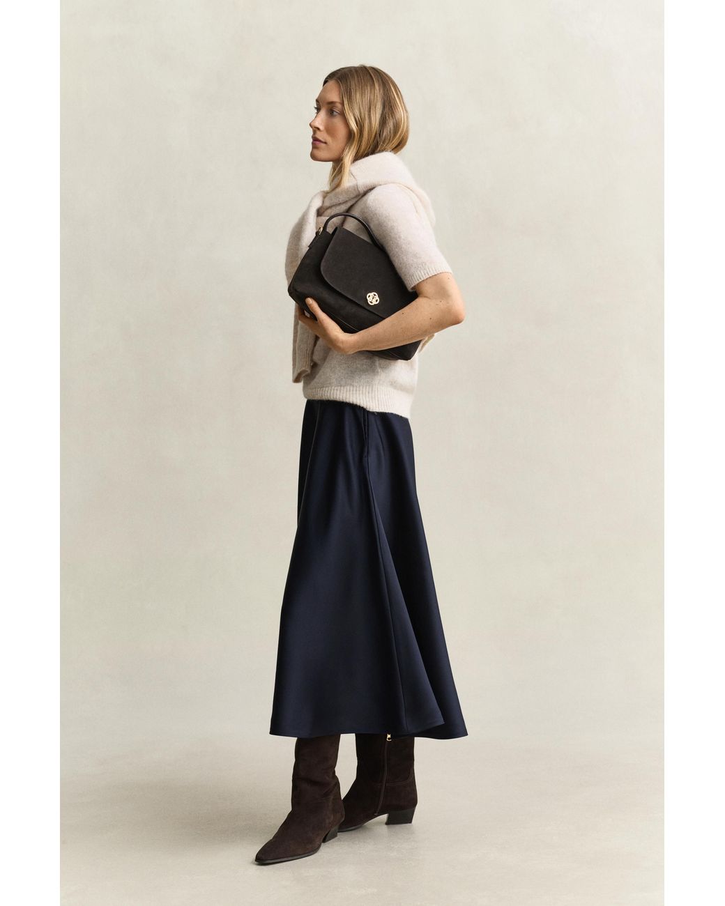 Gant Blue Volume Satin Skirt Evening