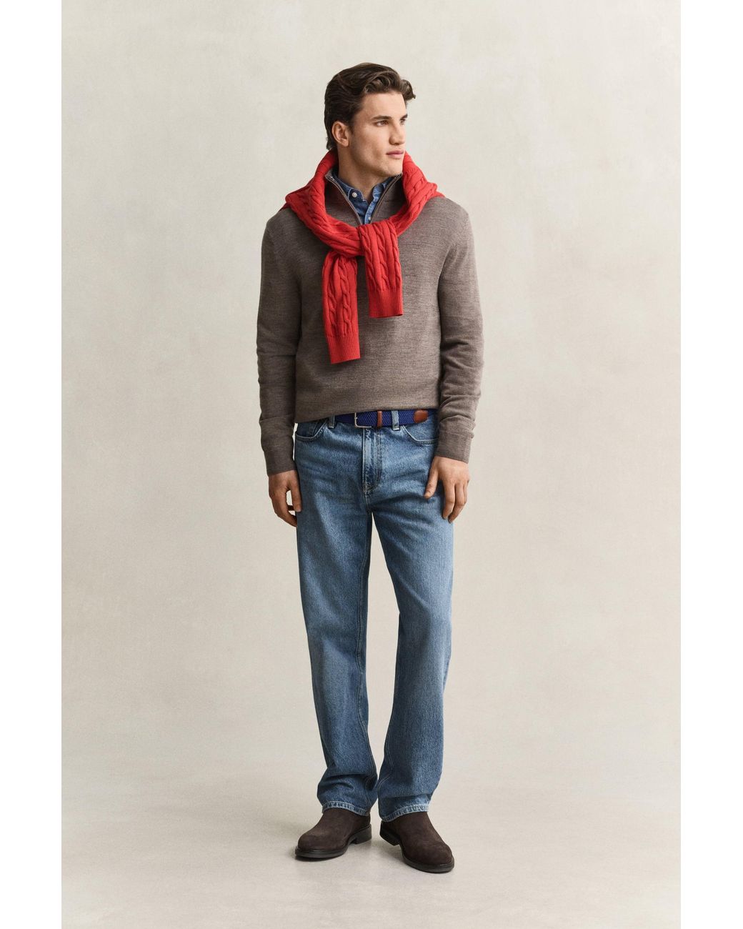 Gant Multicolor Merino Wool Half-Zip Sweater for men