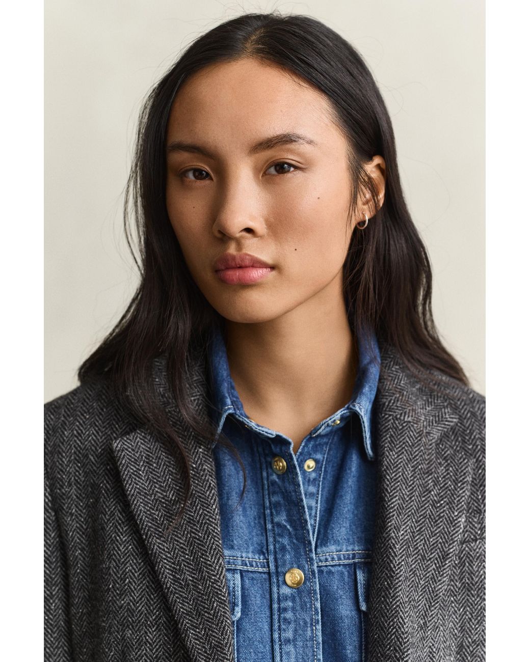 Gant Blue Herringbone Blazer Charcoal Melange