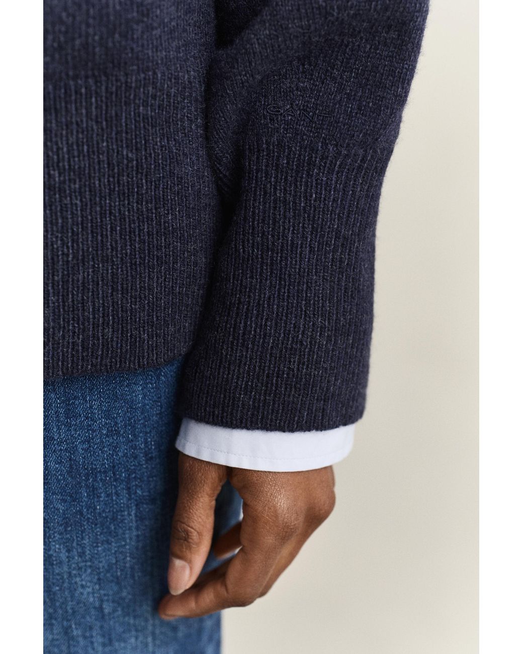 Gant Blue Wool Cashmere Crew Neck Sweater Evening