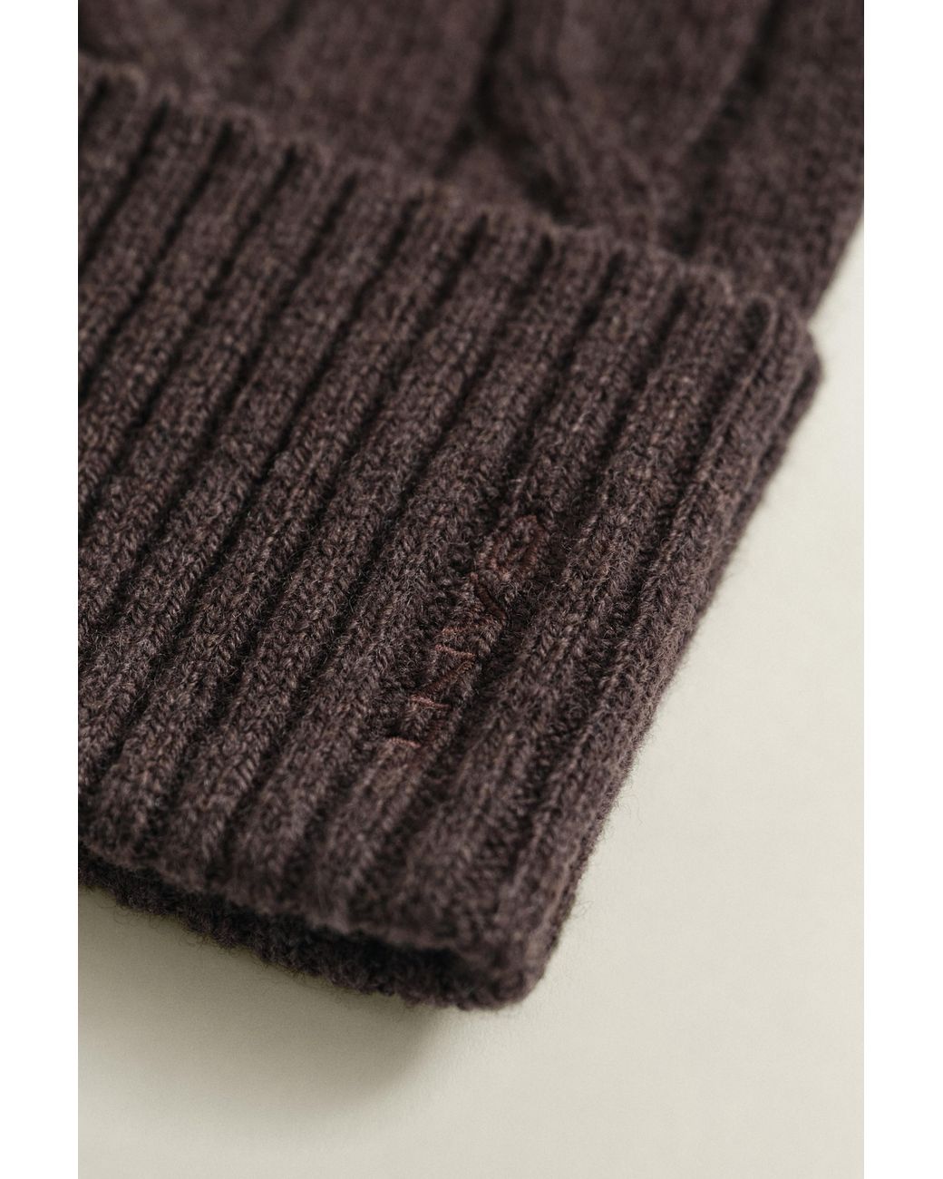 Gant Brown Wool Cable Knit Beanie Deep