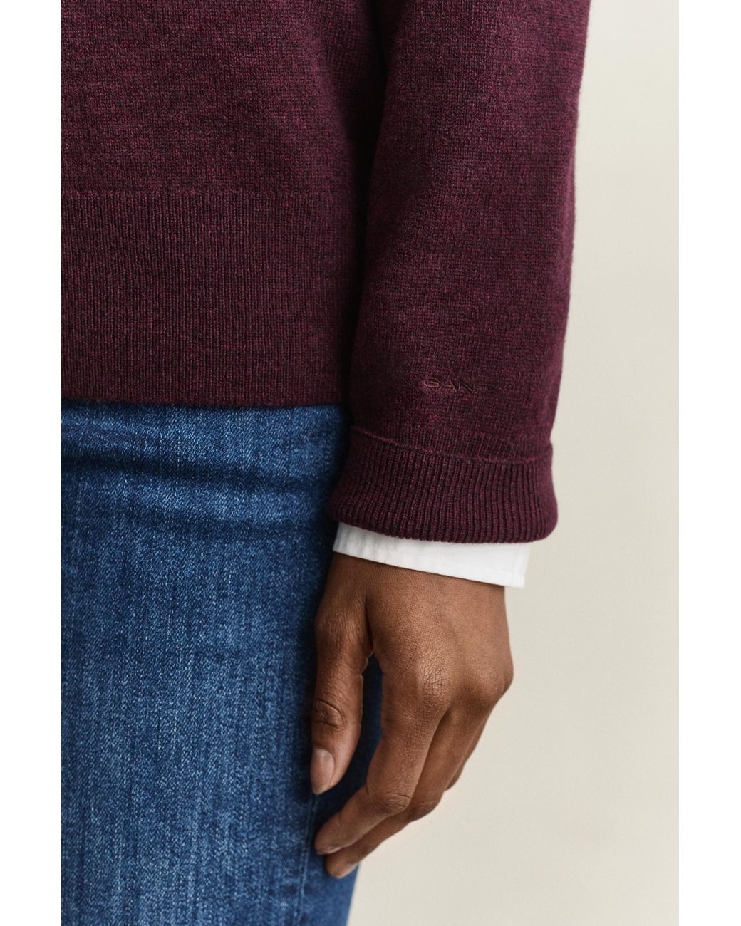 Gant Red Superfine Lambswool Crew Neck Sweater