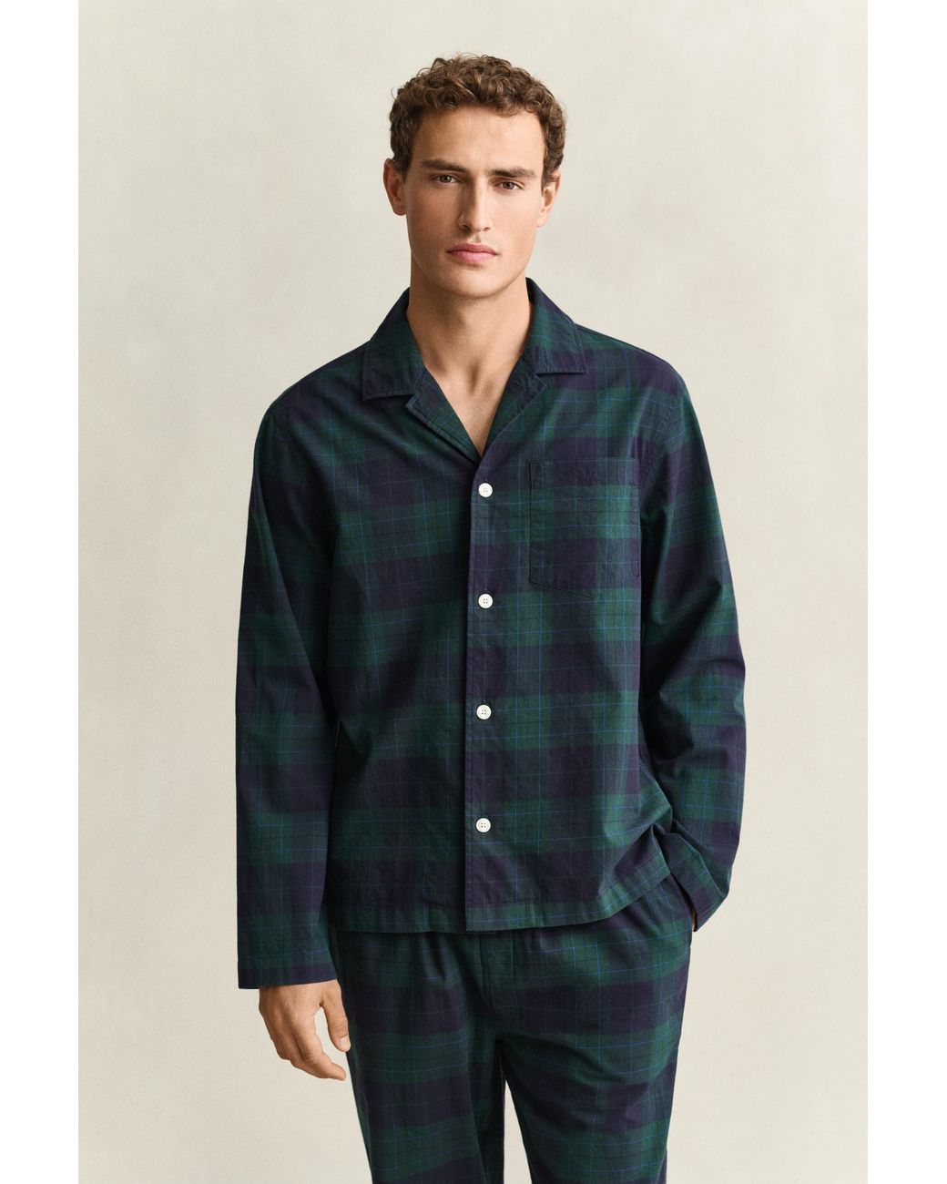 Gant Blue Checked Pajama Set Gift Box Tartan for men