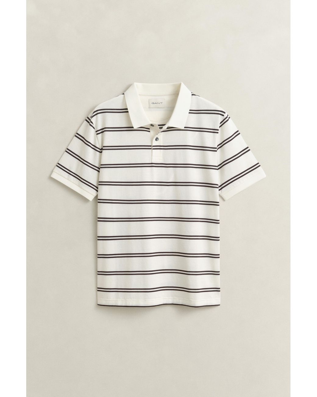 Gant Natural Striped Pima Cotton Polo Shirt Cream for men