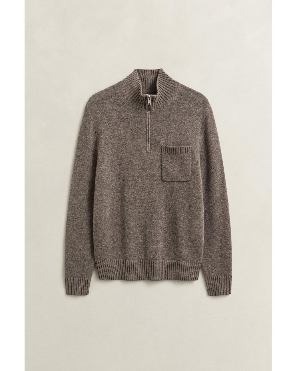 Gant Gray Cashmere Half-Zip Sweater for men