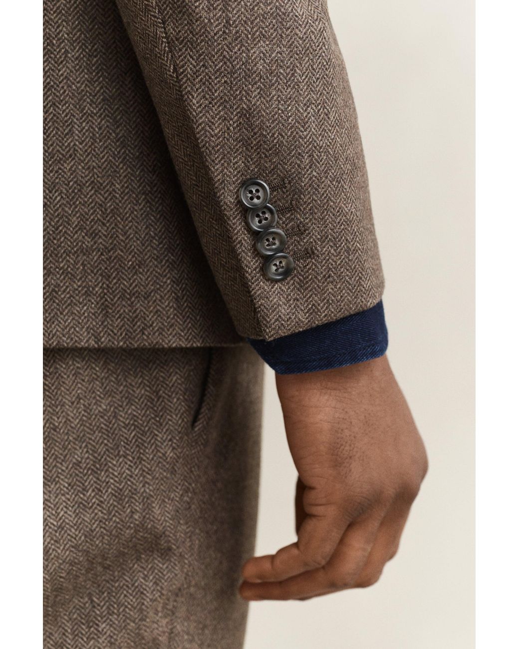 Gant Brown Wool Herringbone Suit Jacket for men