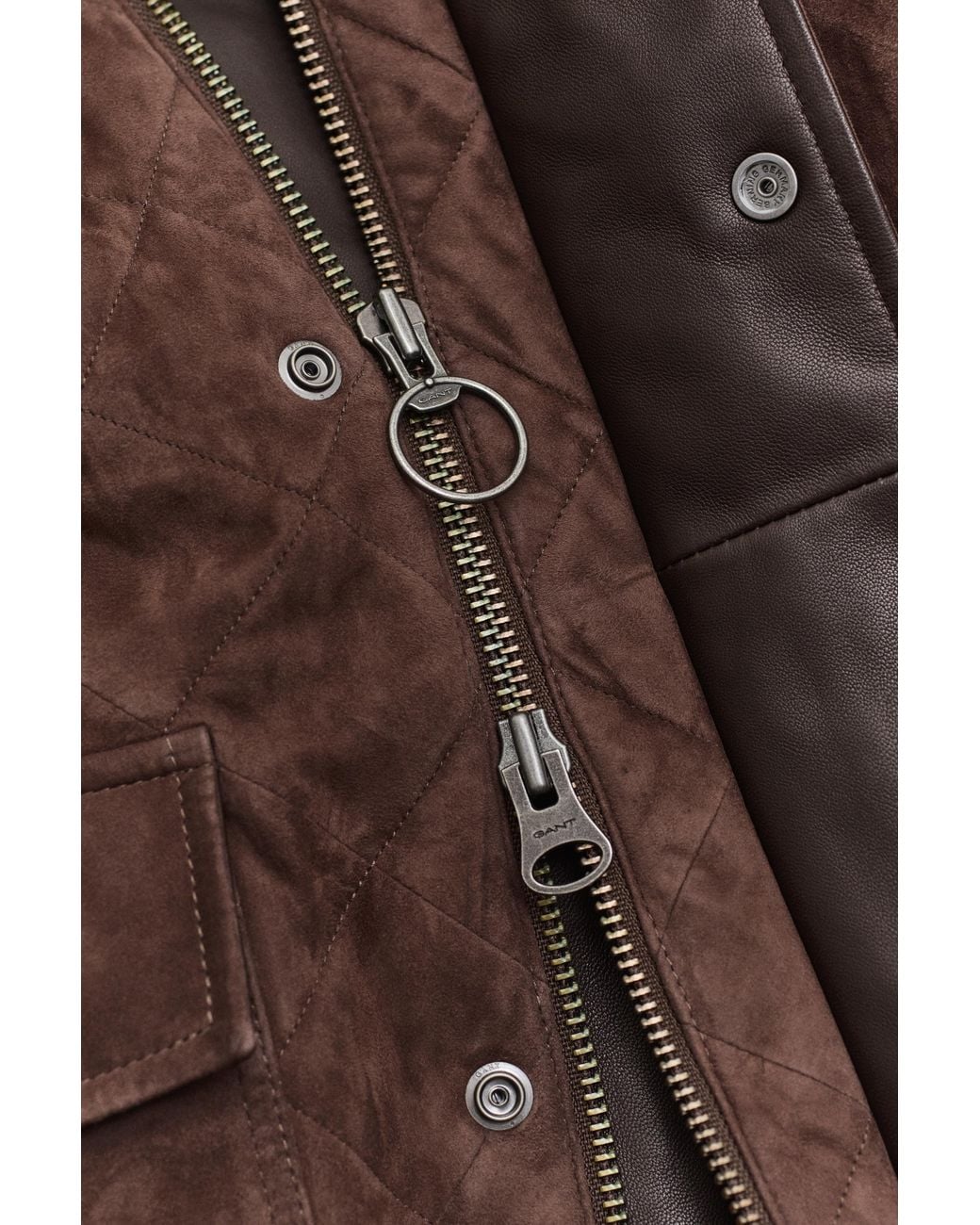 Gant Brown Quilted Suede Jacket for men