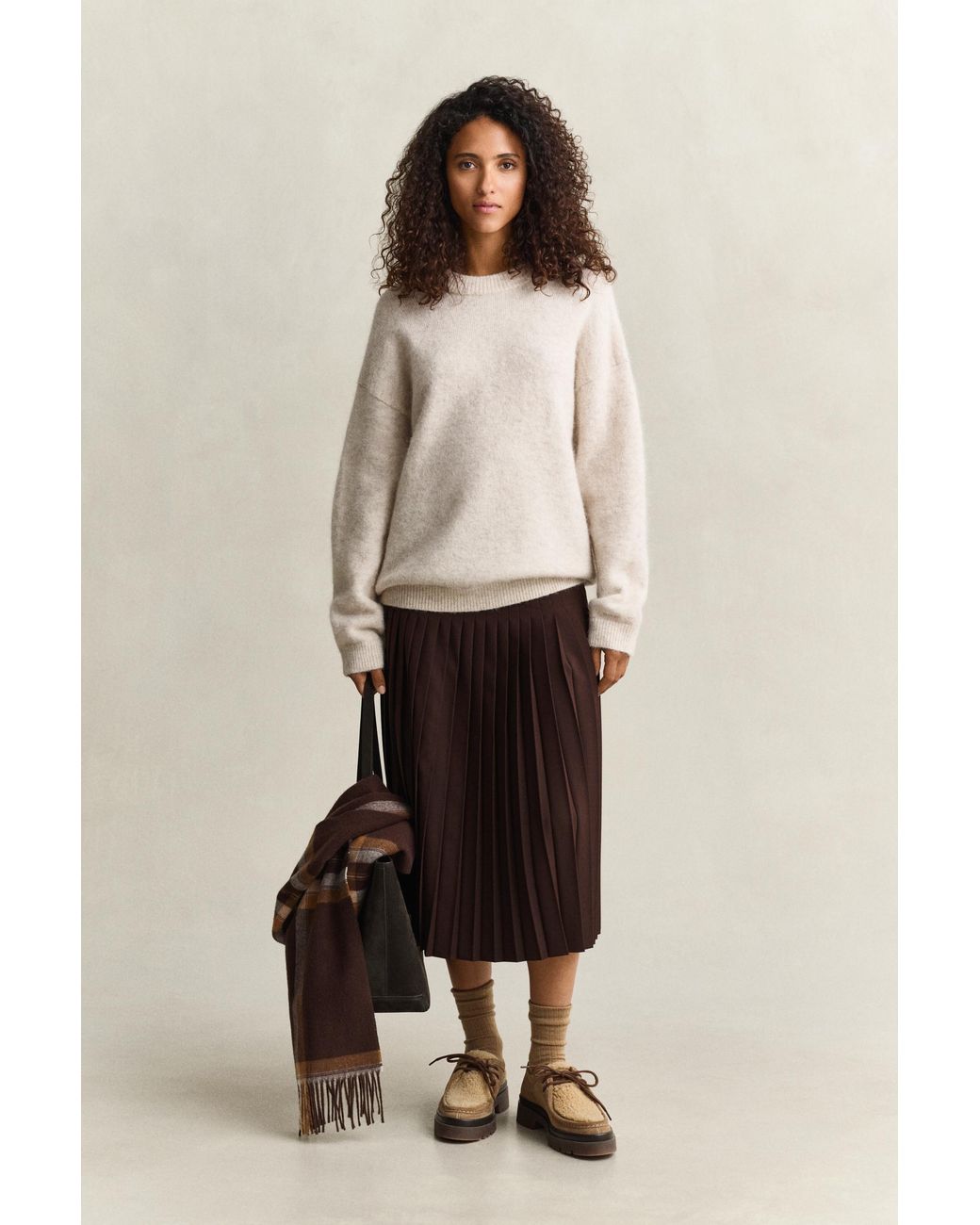 Gant Natural Alpaca Wool Blend Sweater Light Melange