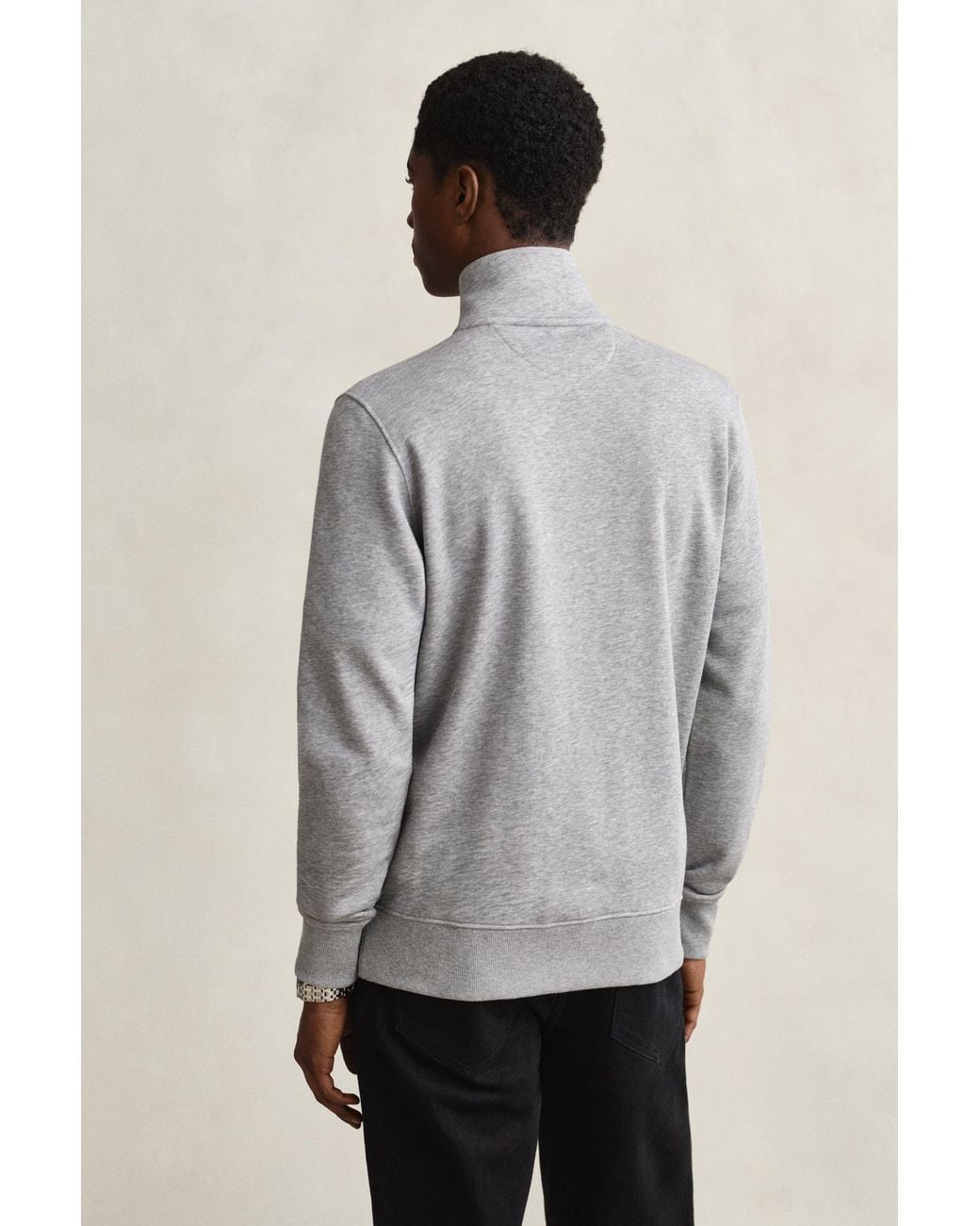 Gant Gray Shield Zip Sweatshirt Melange for men