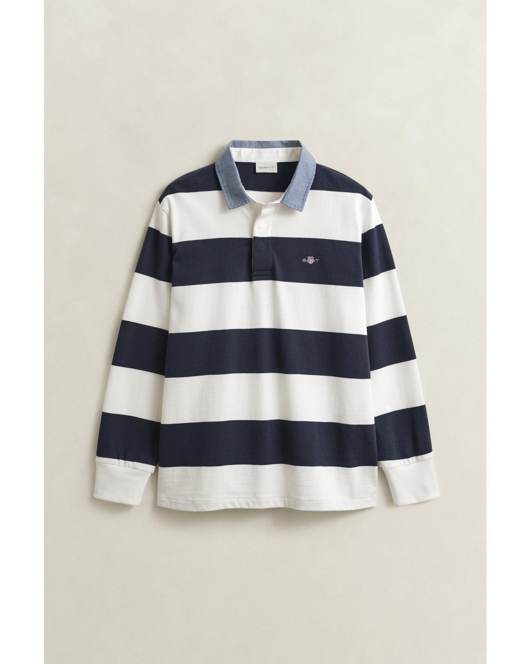 Gant Blue Chambray Collar Striped Heavy Rugger for men