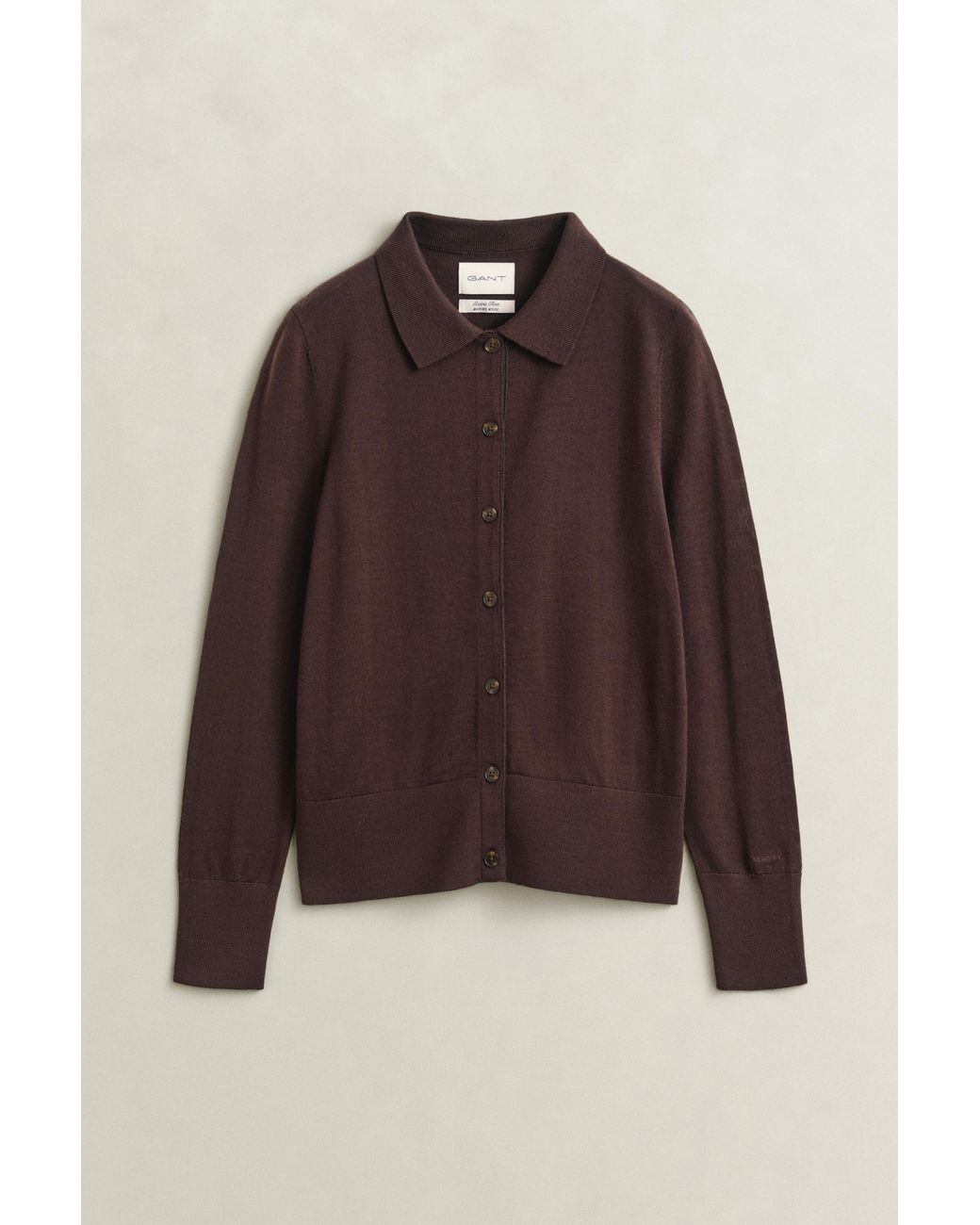 Gant Brown Extra Fine Merino Wool Cardigan Deep
