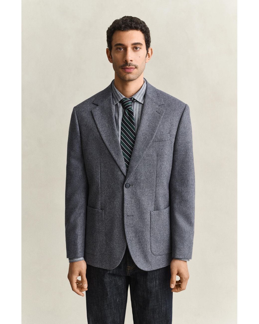Gant Gray Wool Herringbone Suit Jacket Persian for men