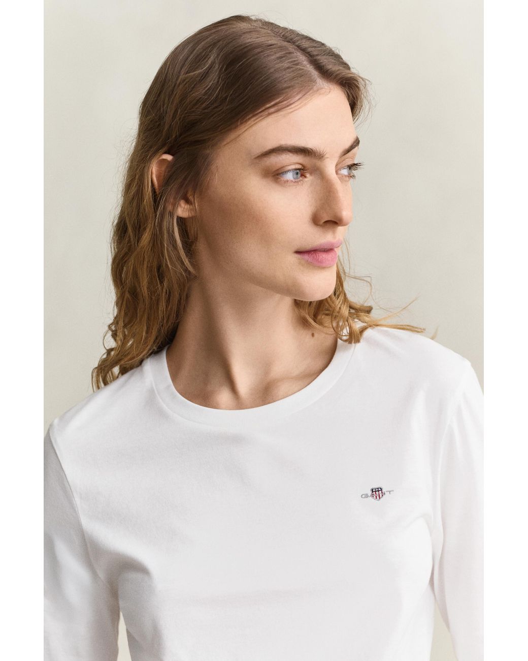 Gant White Shield Long Sleeve T-Shirt