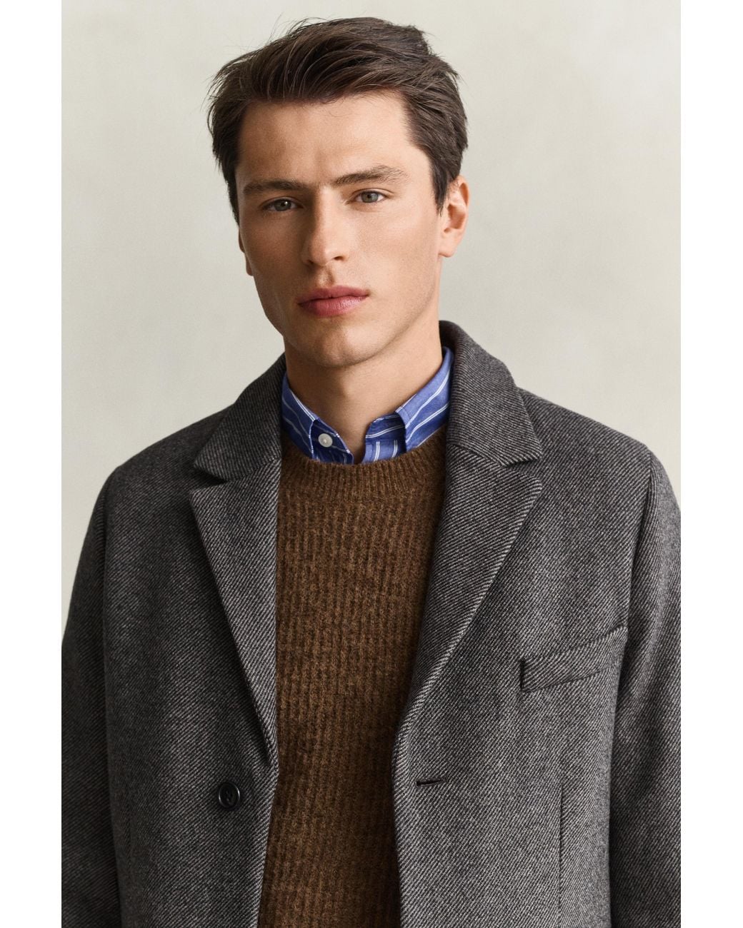 Gant Brown Two-Toned Wool Coat for men