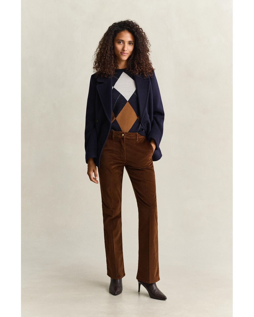 Gant Natural Flared Velvet Pants Mahogany