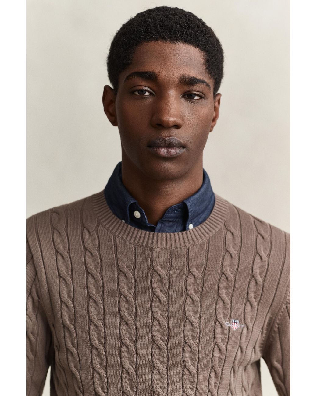 Gant Blue Classic Cable Knit Sweater for men
