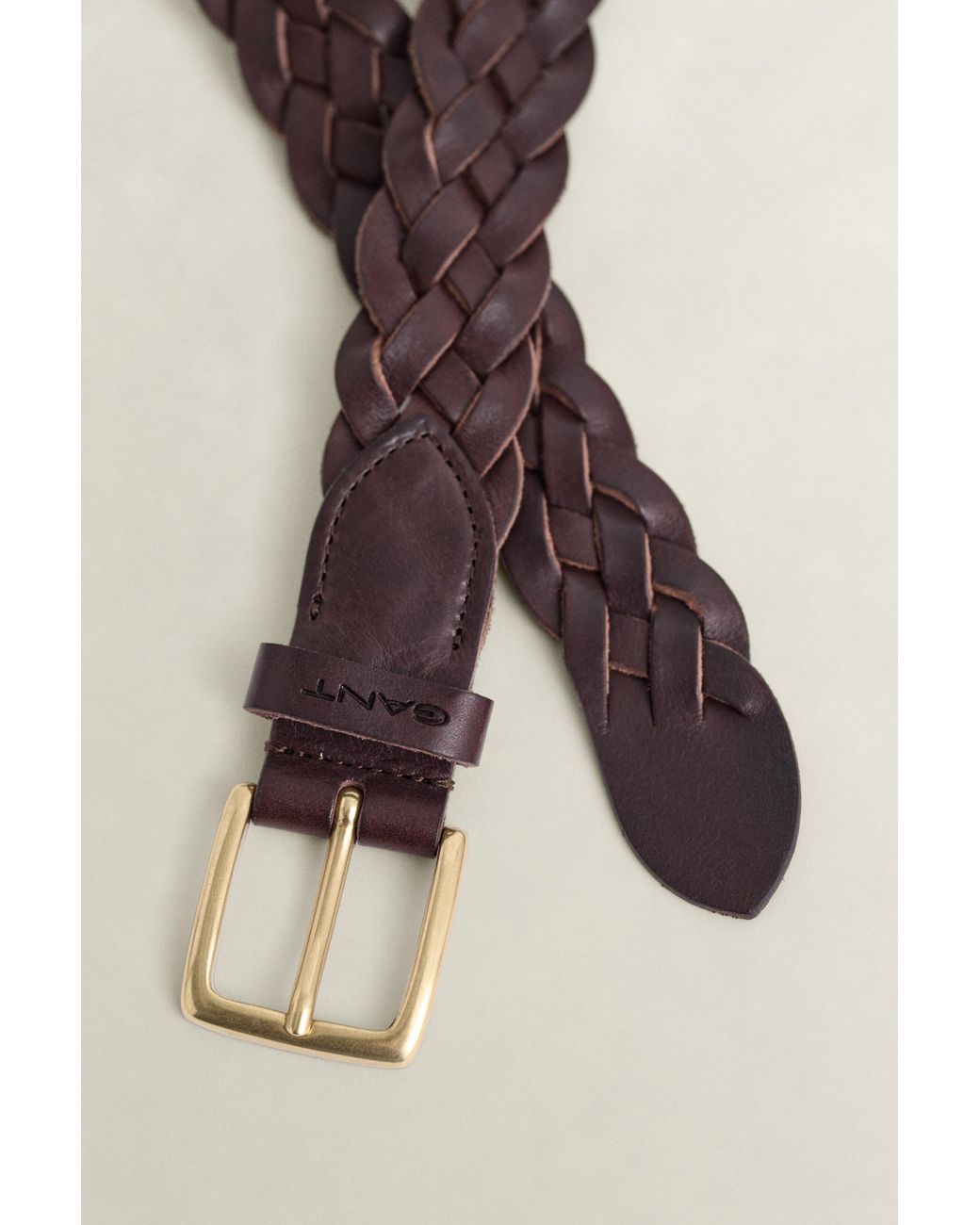 Gant Brown Braided Leather Belt Rich for men