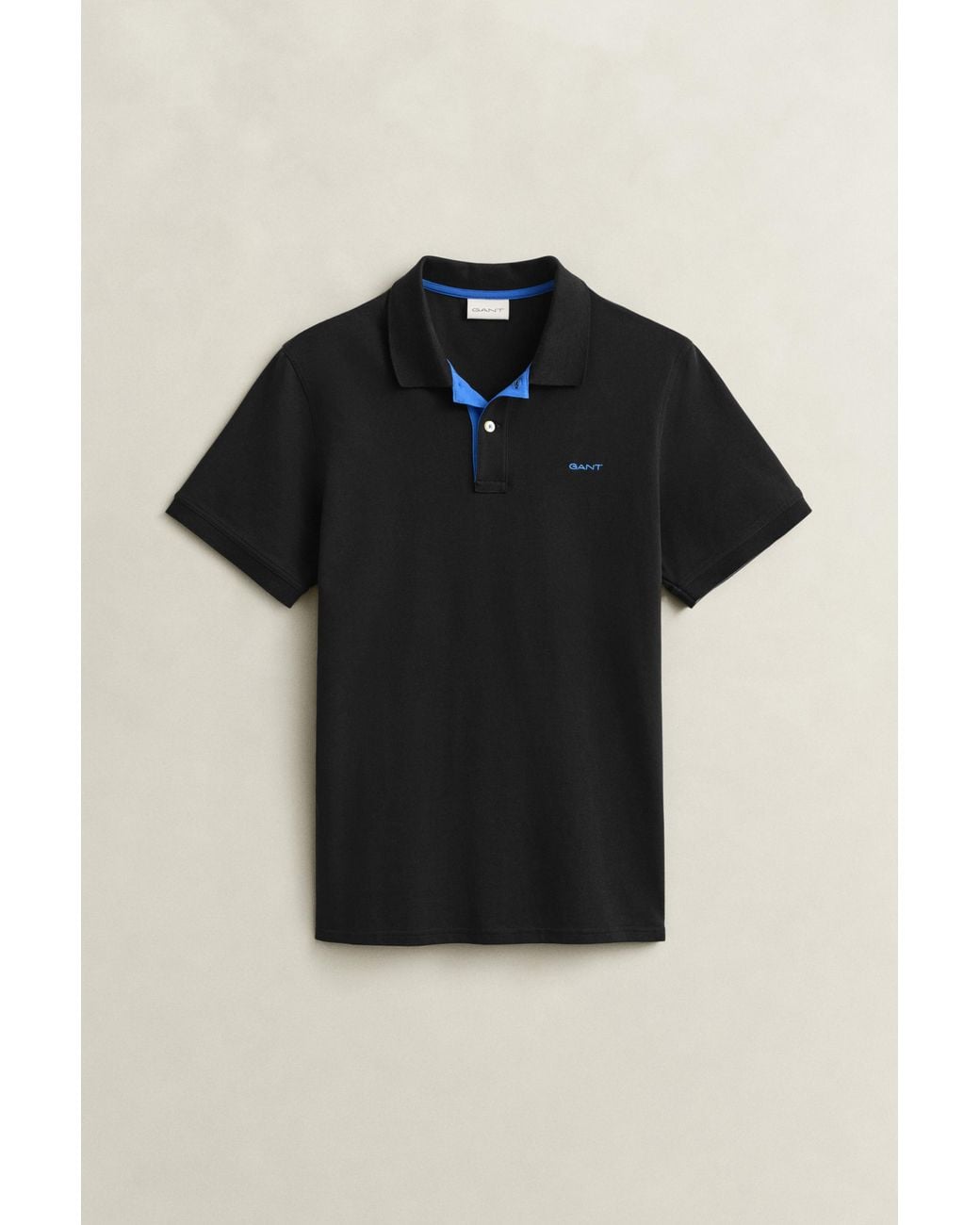 Gant Black Regular Fit Short Sleeve Contrast Pique Rugger Colour: 5 for men