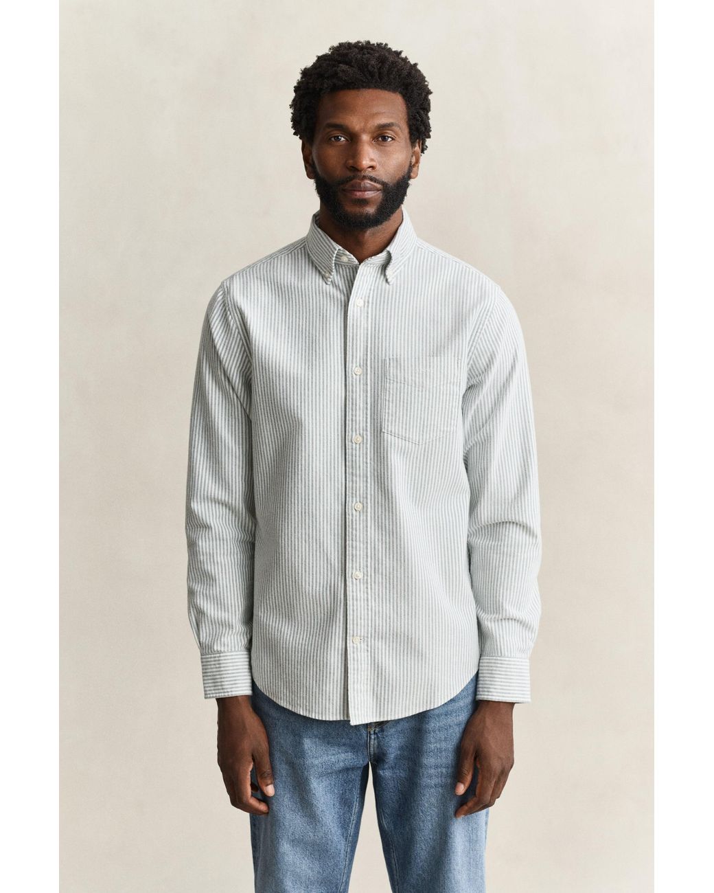 Gant Blue Striped Brushed Oxford Shirt for men