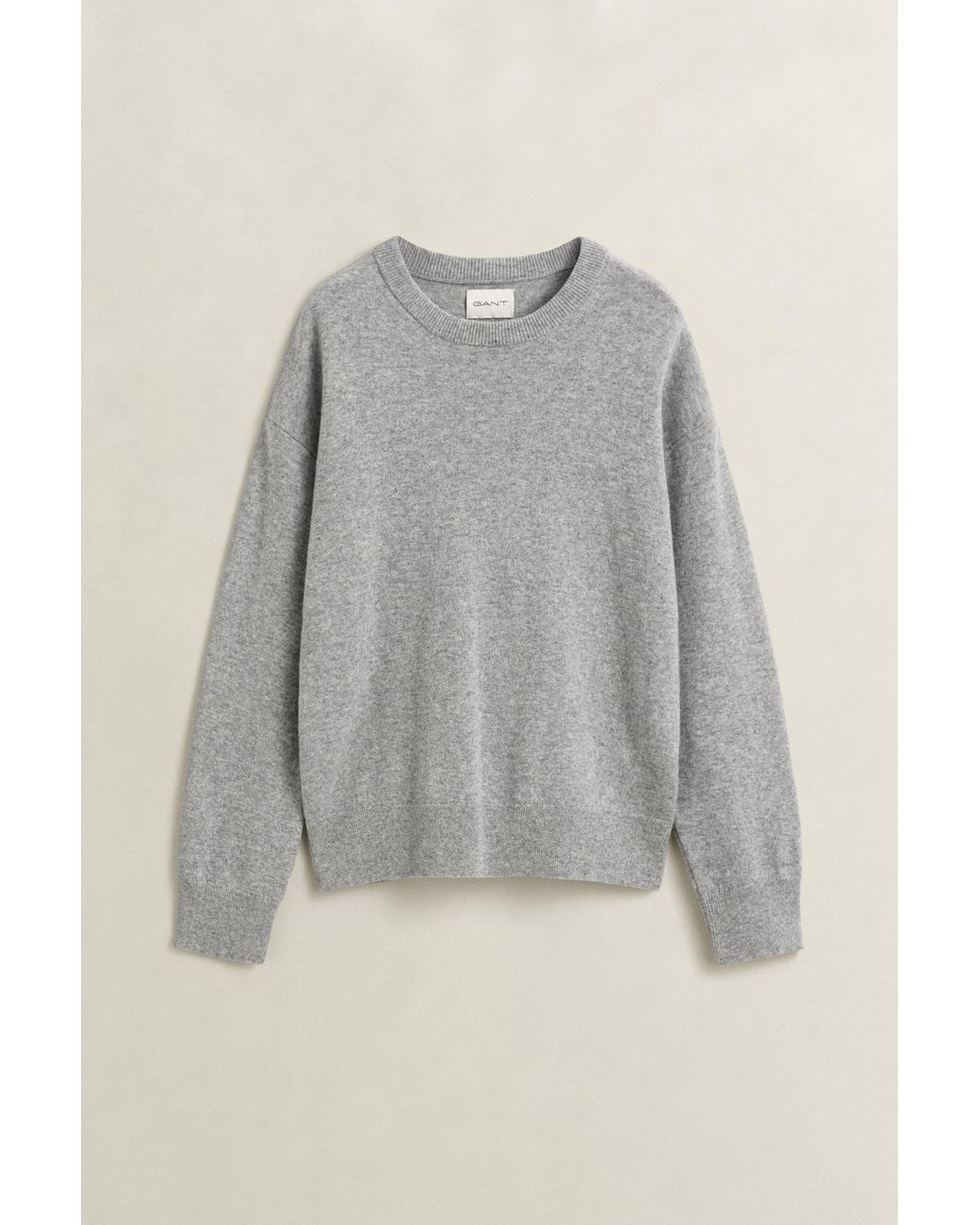 Gant Gray Superfine Lambswool Crew Neck Sweater Melange