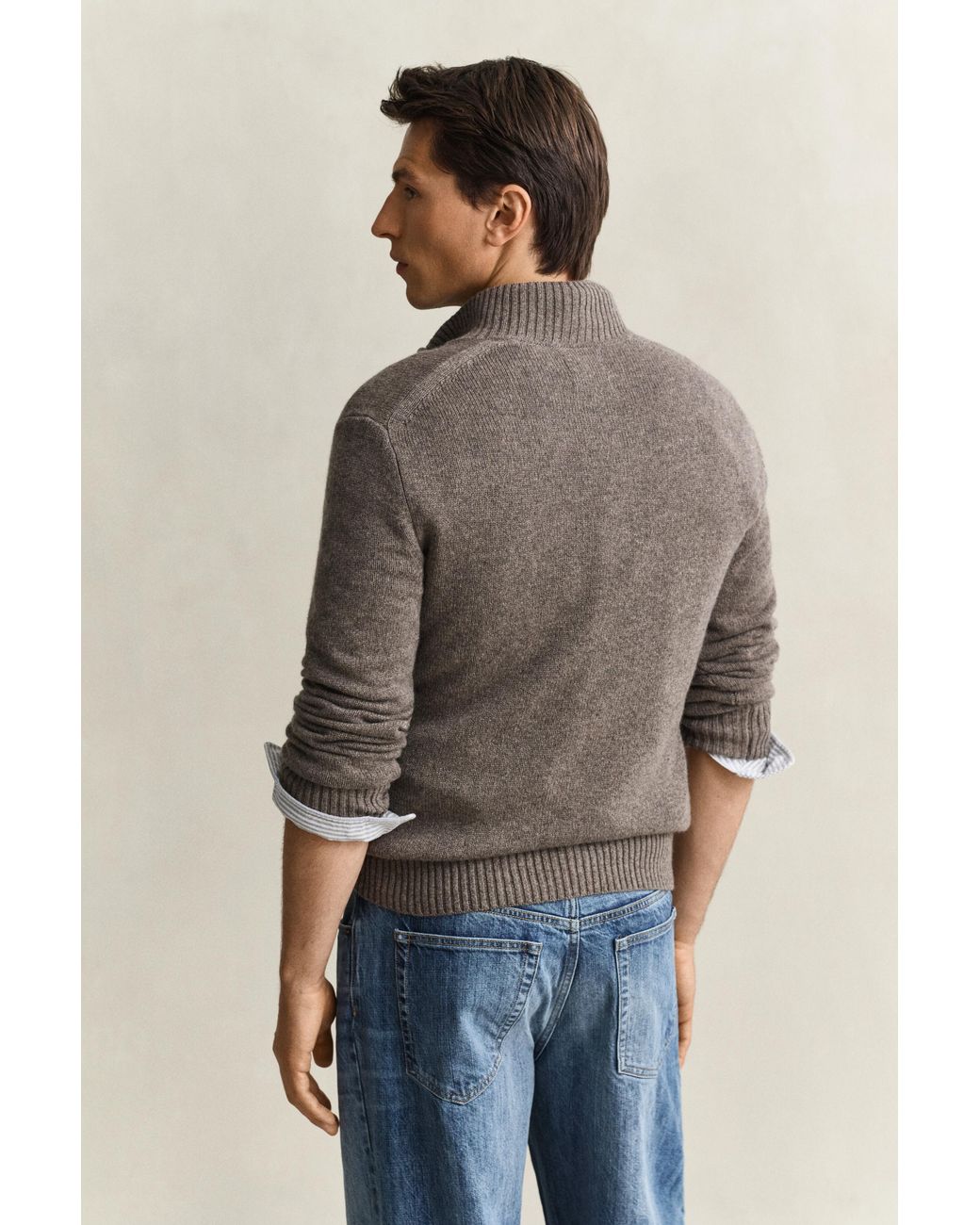 Gant Gray Cashmere Half-Zip Sweater for men