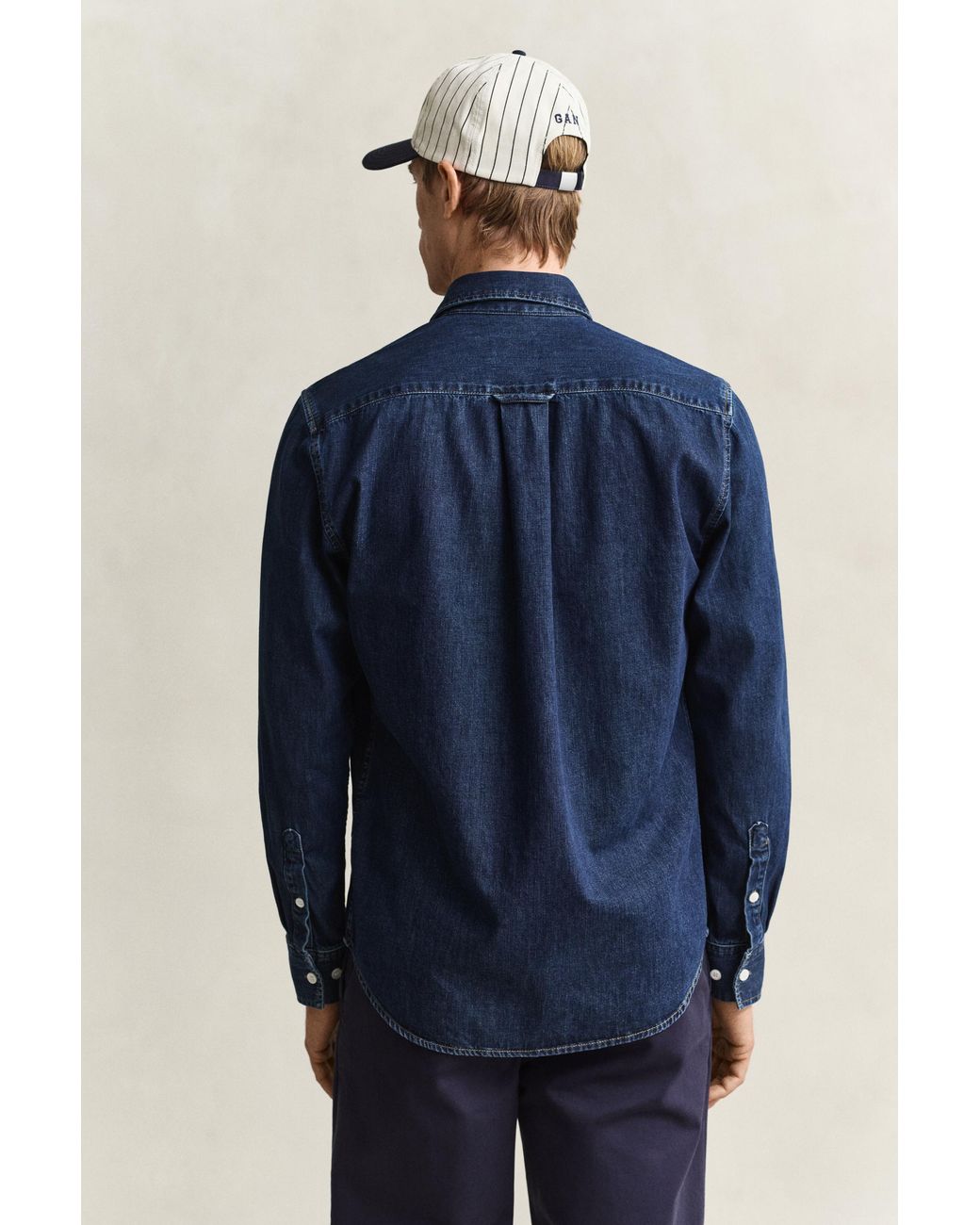 Gant Blue Denim Shirt Dark Worn In for men