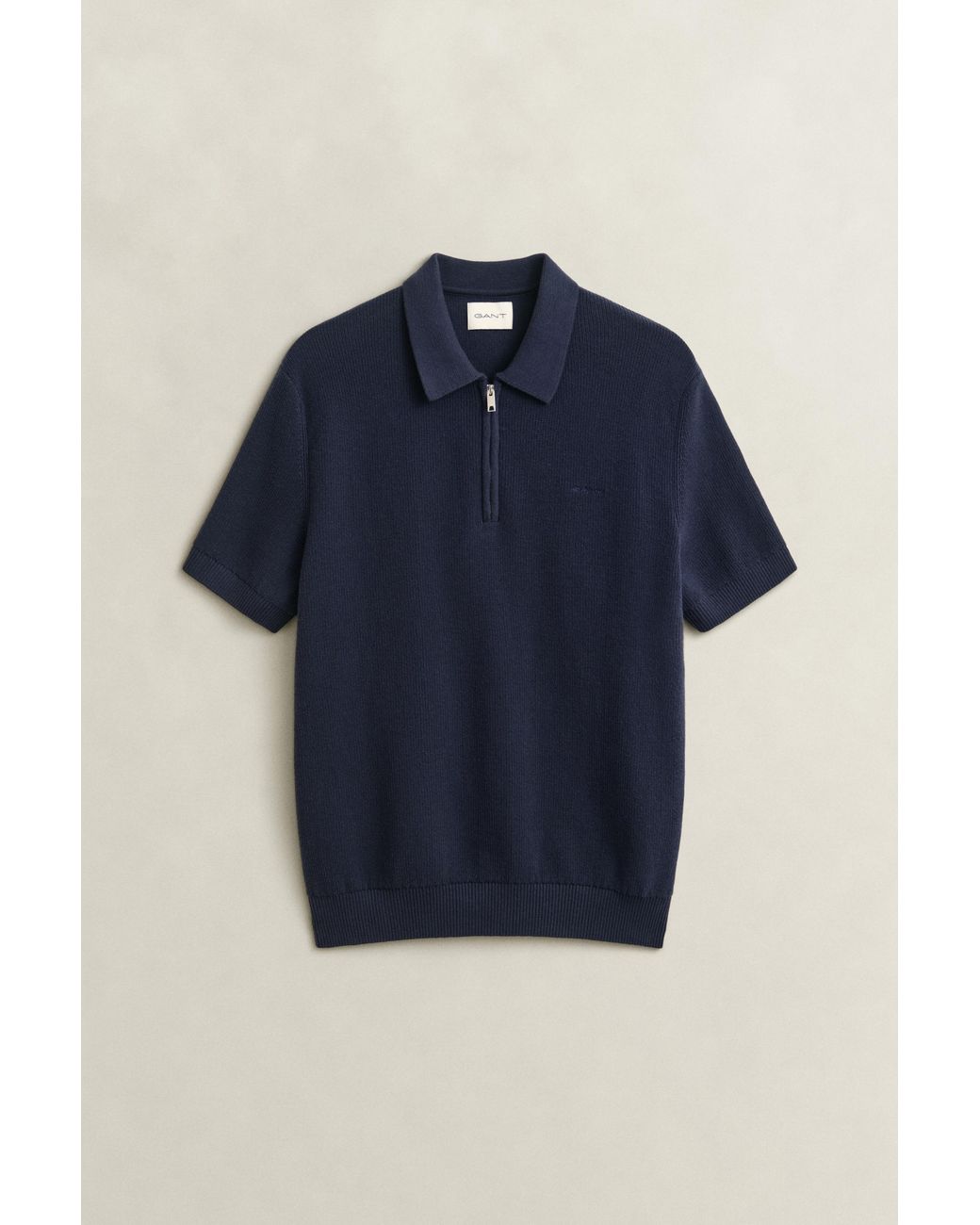 Gant Blue Ribbed Cotton Polo Sweater Evening for men