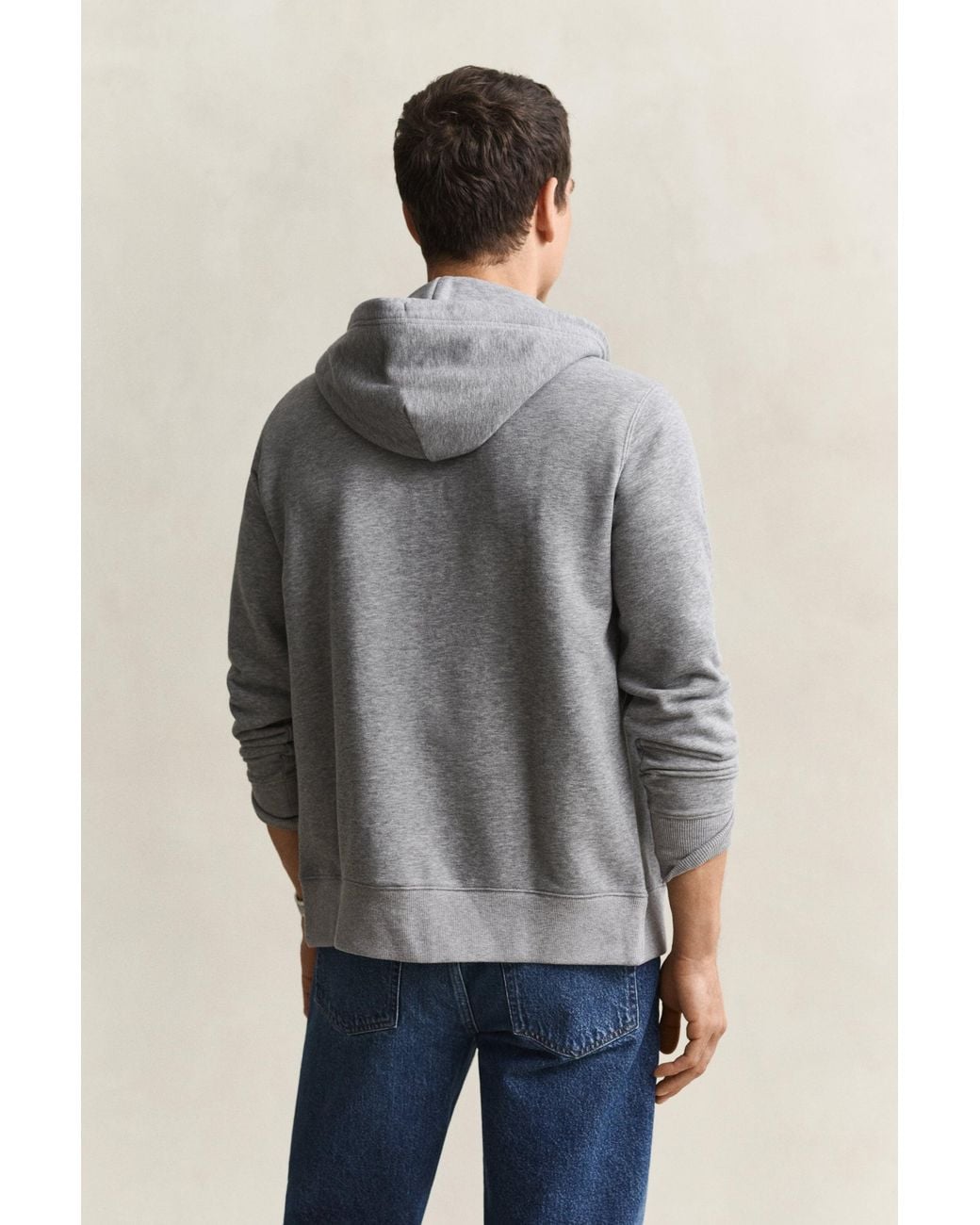 Gant Gray Shield Zip Hoodie Melange for men