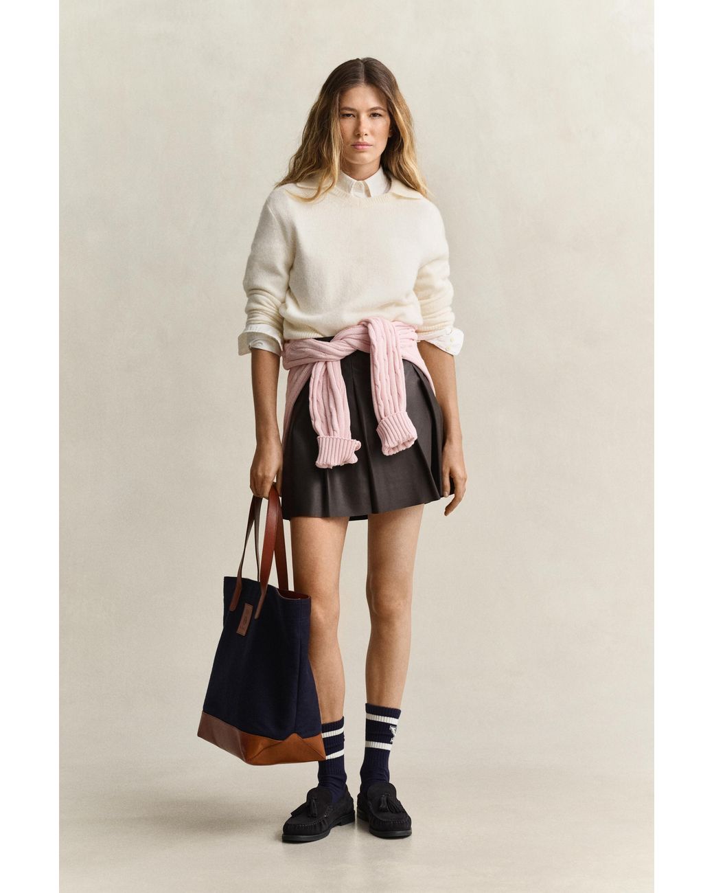 Gant Natural X Yale V-Neck Sweater Cream