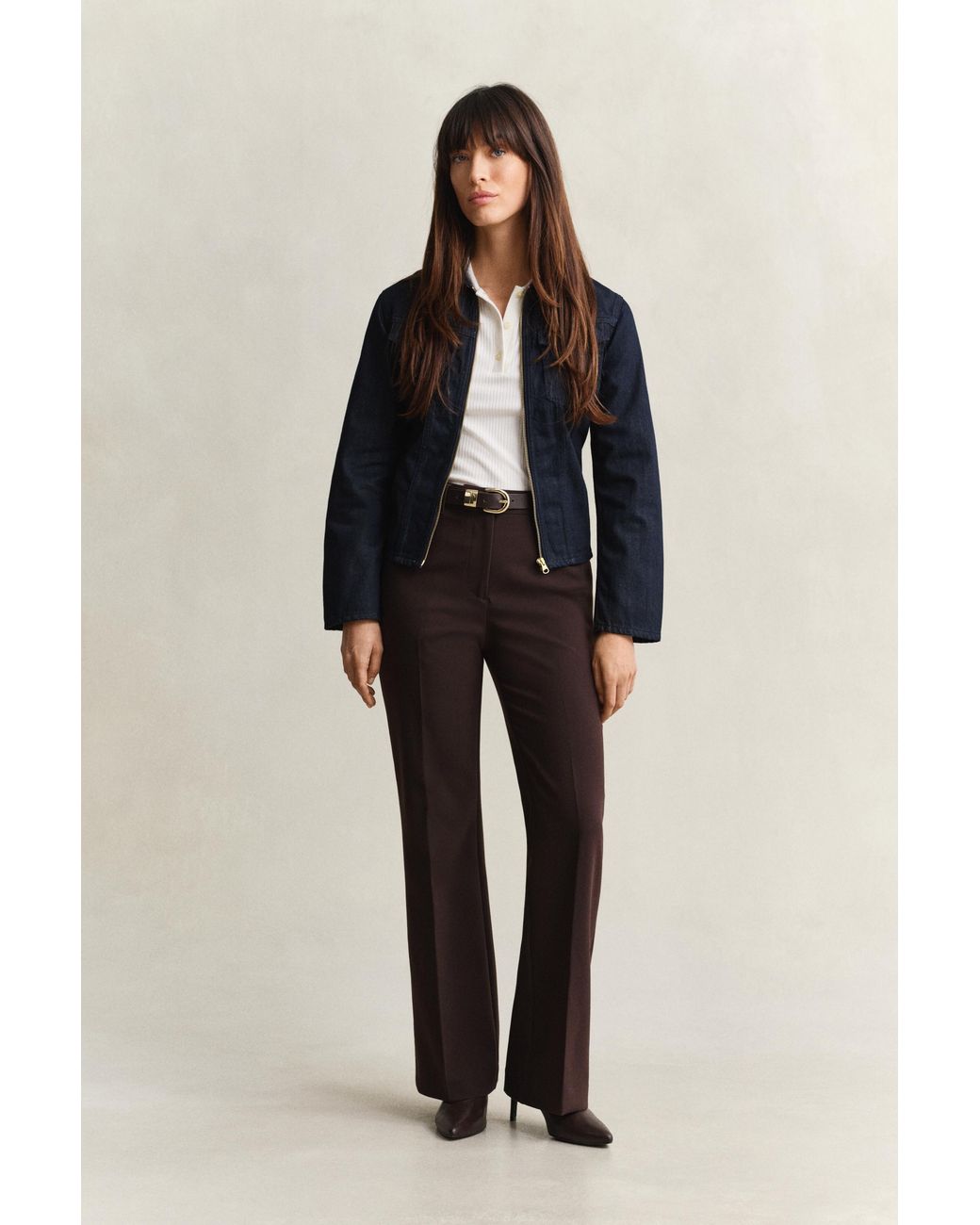 Gant Black Slim Flared Slacks Deep