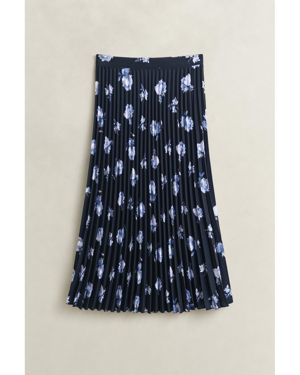 Gant Blue Floral Print Pleated Skirt Evening