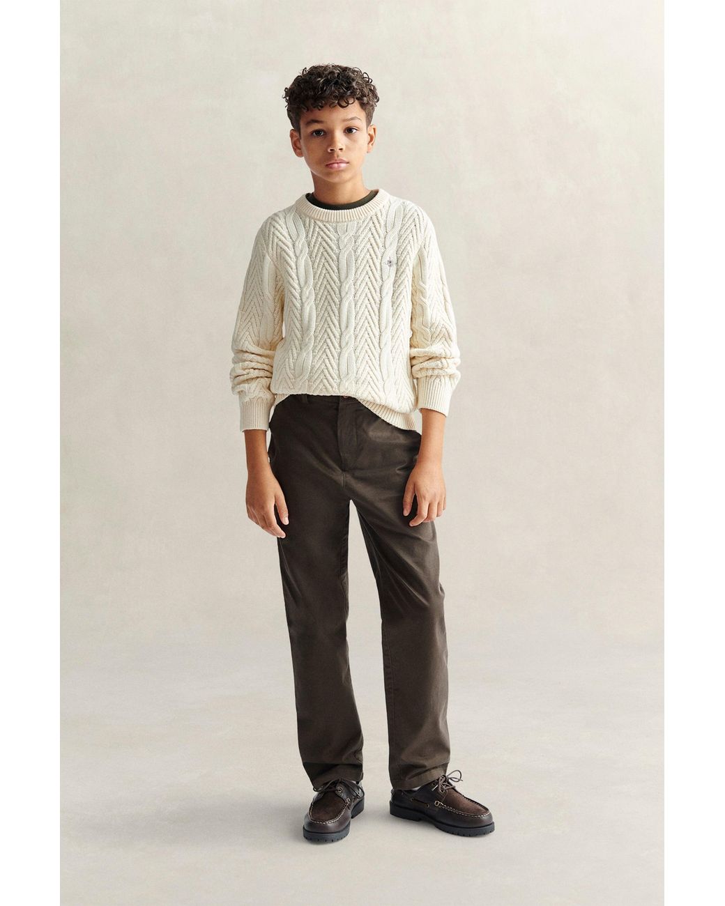 Gant Natural Teens Teen Boys Cable Knit Sweater for men