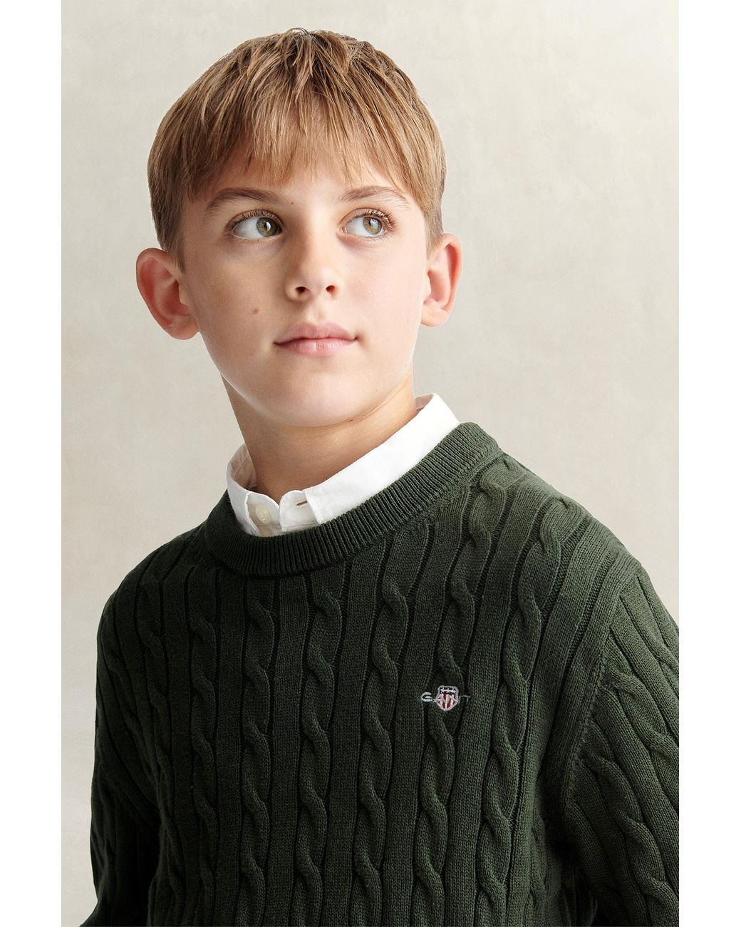 Gant Black Teens Teen Boys Shield Sweater Dark Moss for men