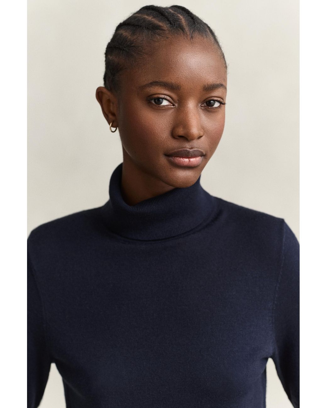 Gant Blue Merino Wool Turtleneck Dress Evening