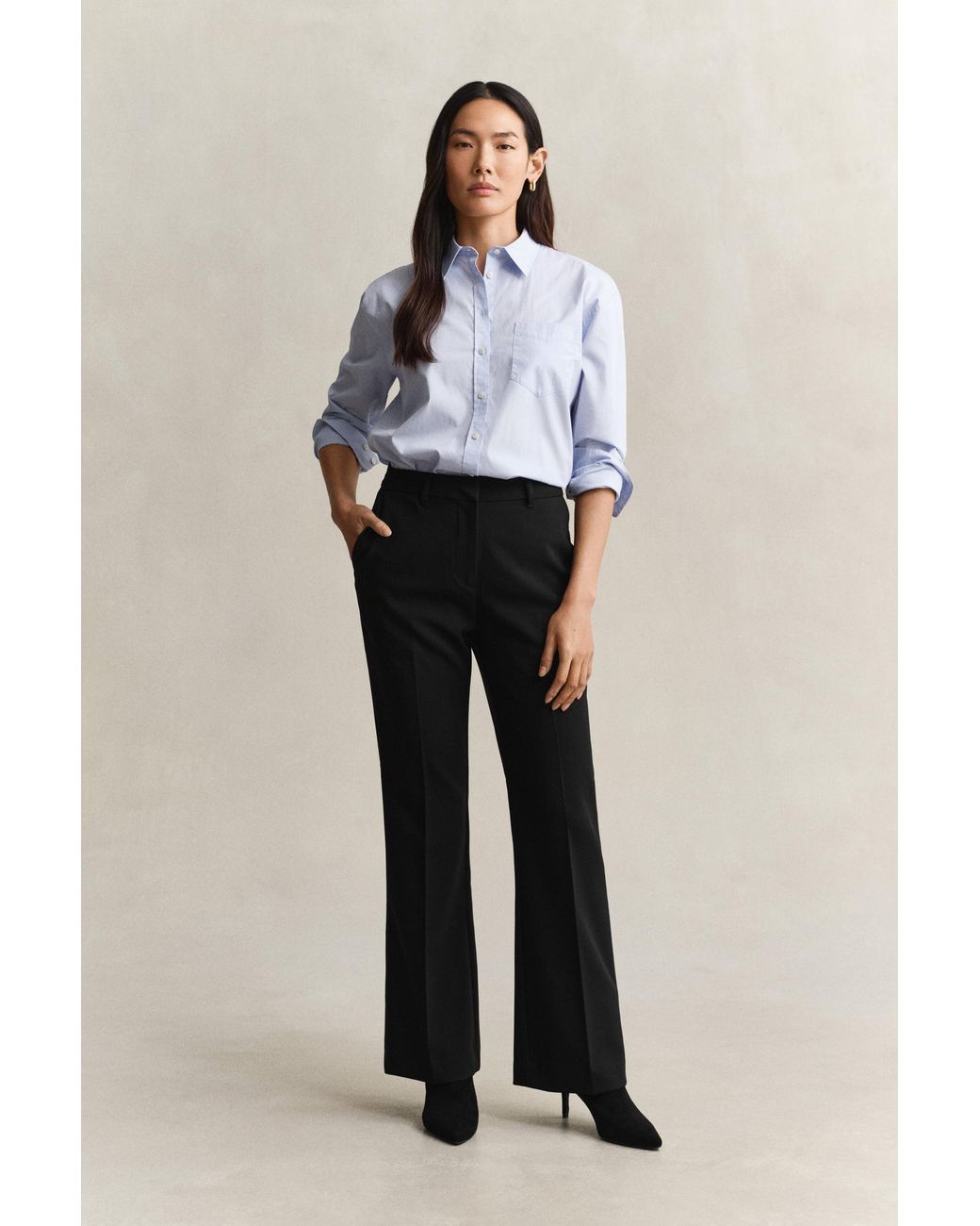 Gant Black Slim Flared Slacks