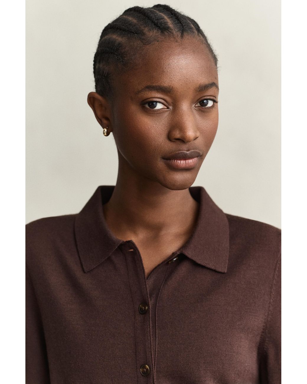 Gant Brown Extra Fine Merino Wool Cardigan Deep