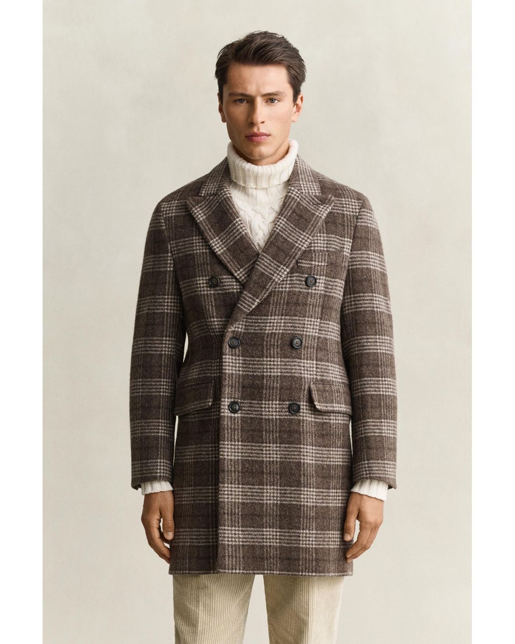 Gant Brown Double Breasted Wool Coat for men