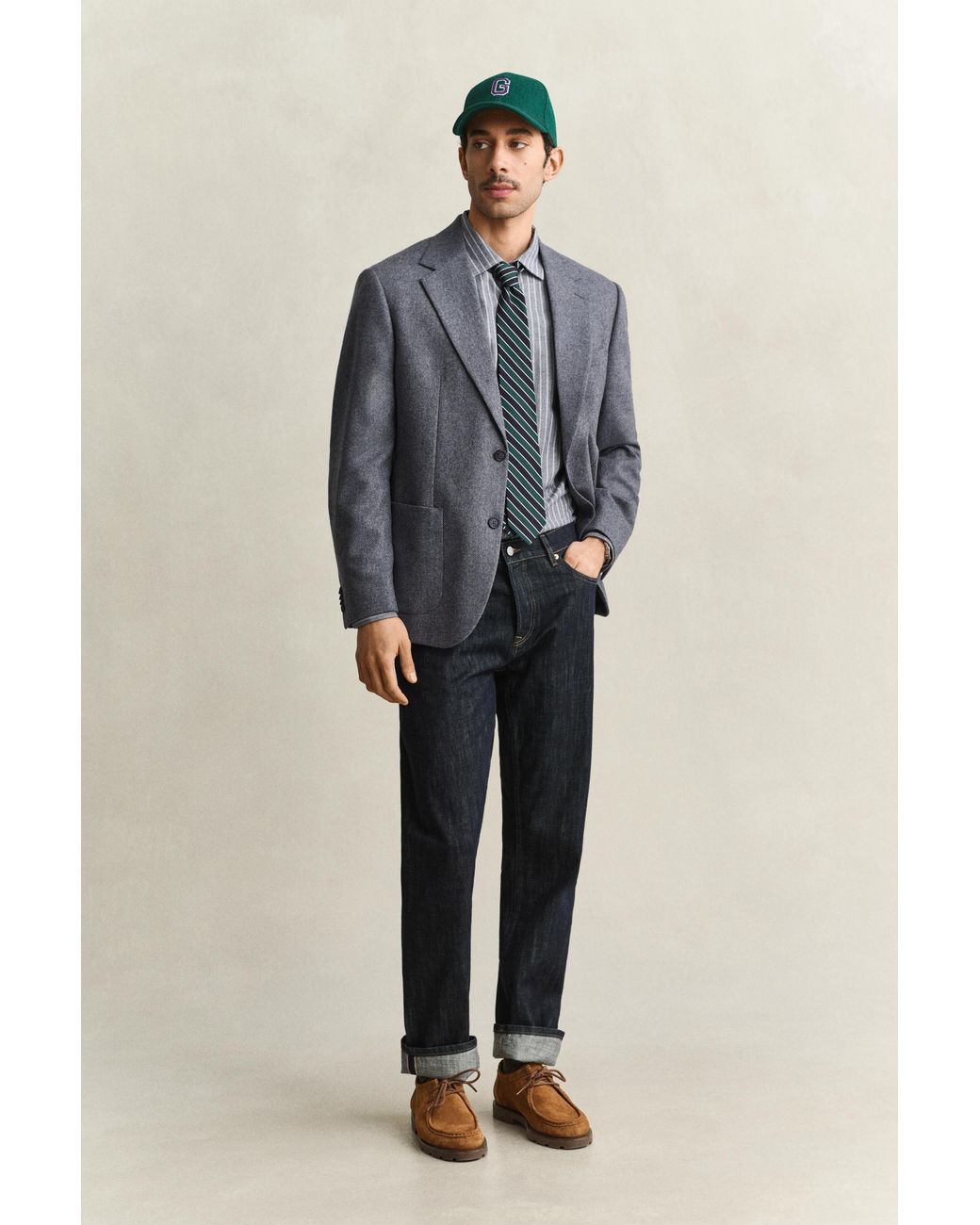 Gant Gray Wool Herringbone Suit Jacket Persian for men