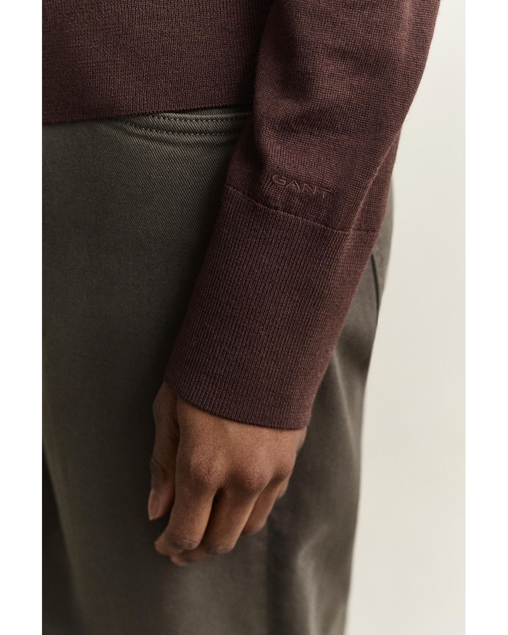Gant Brown Extra Fine Merino Wool Cardigan Deep