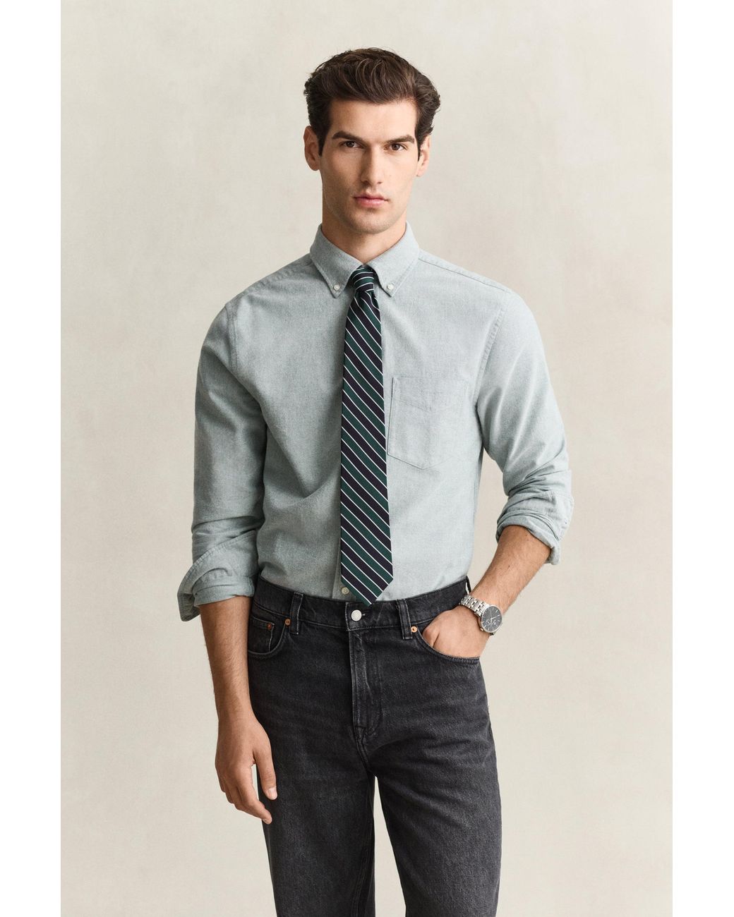 Gant Green Brushed Oxford Shirt for men