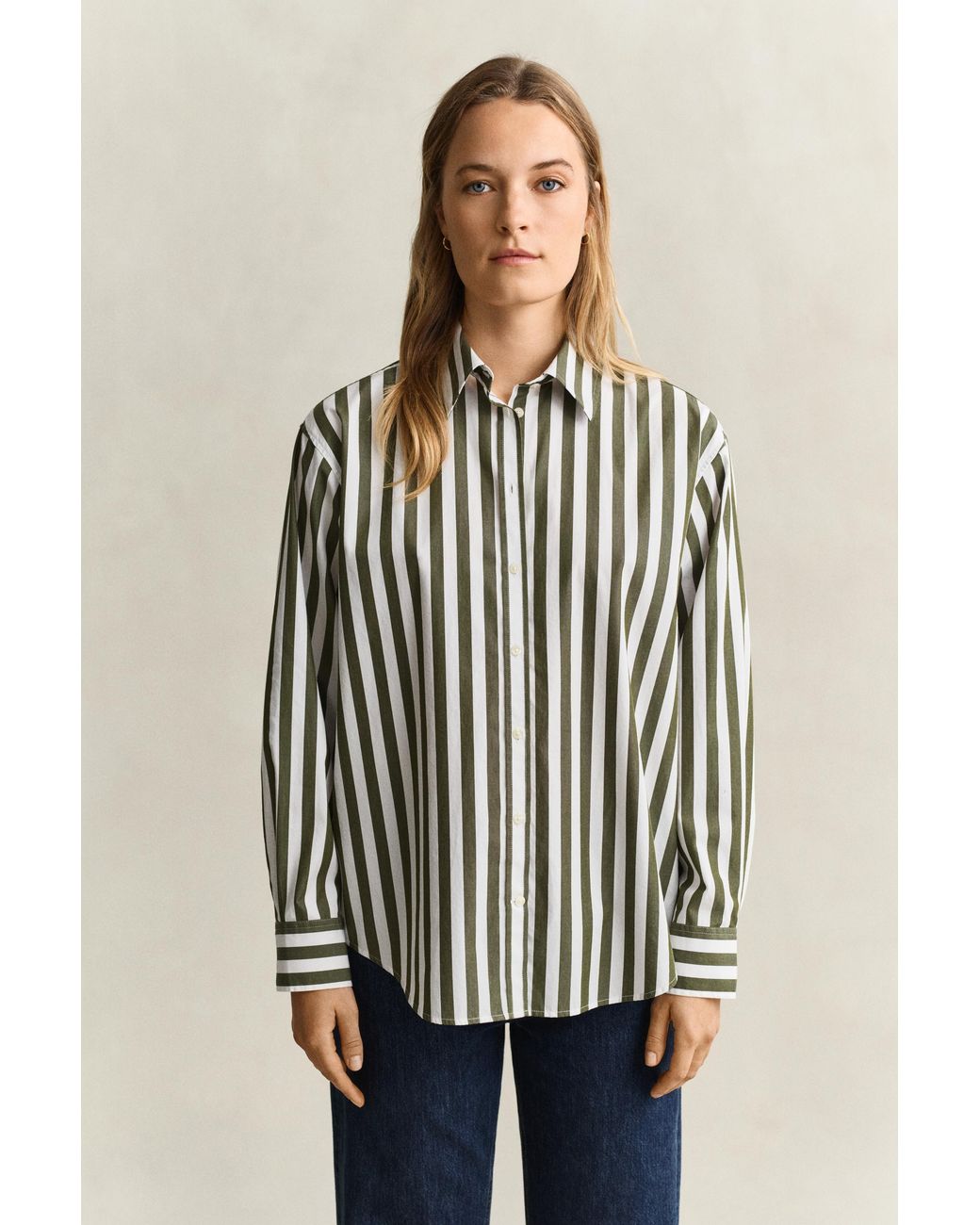 Gant Blue Relaxed Striped Poplin Shirt Country