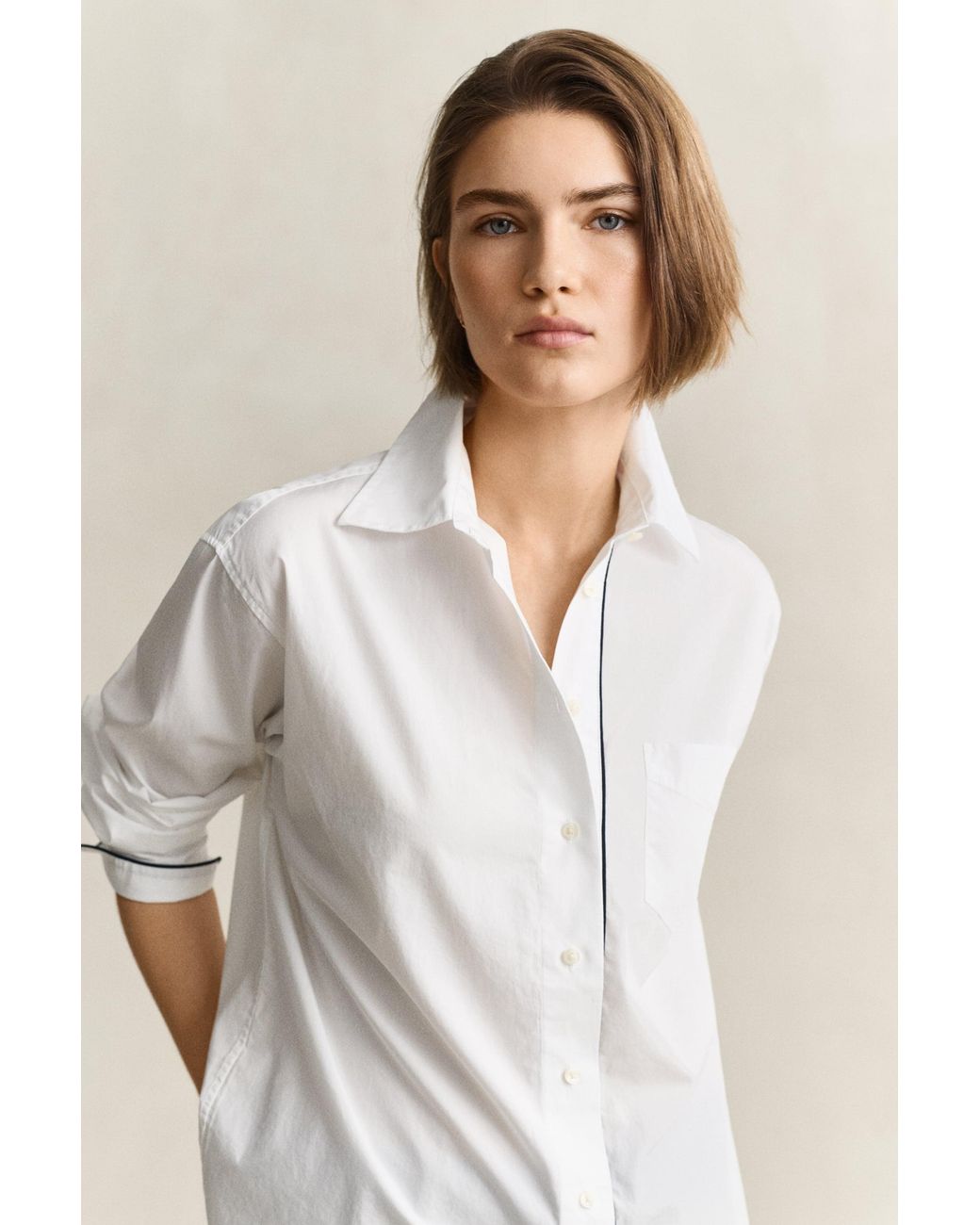 Gant White Piping Detail Shirt